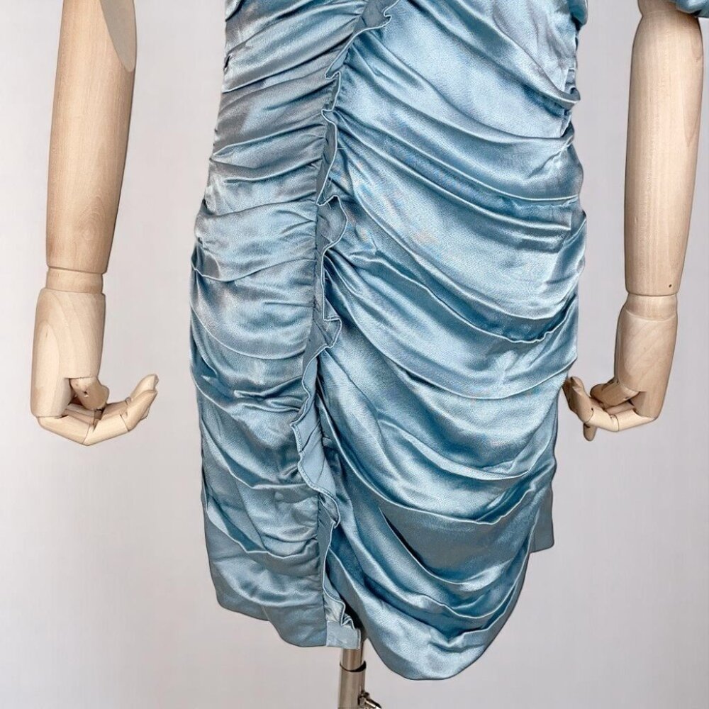NWT Elliatt Satin Ruched Julianne Dress in Stoneblue - Picture 8 of 10